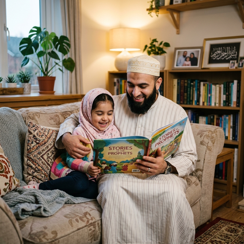 Father and child reading